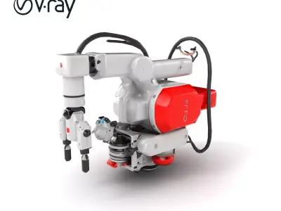 Industrial Painting Robot Model Pack with Extendable Arms Low-poly 3D model