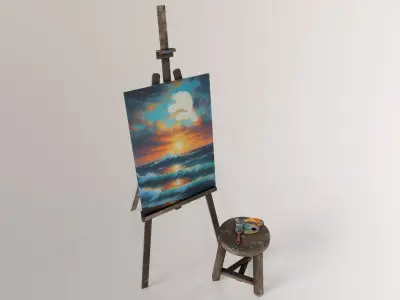 Old Painting set Low-poly 3D model