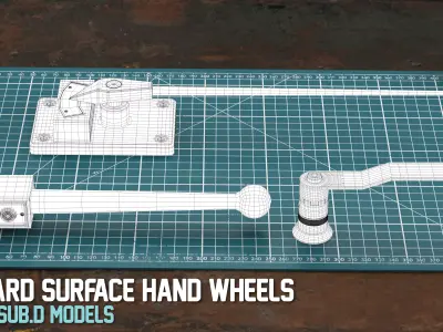 15 Sub-D Hard Surface Hand Wheels 3D model