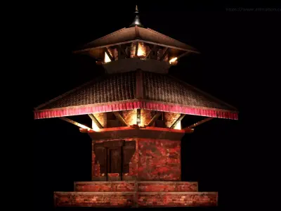 Nepali Pagoda Temple Low-poly 3D model