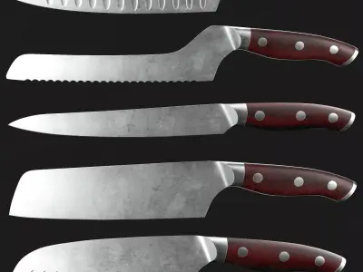 Kitchen Knives Pack PBR Game-Ready Low-poly 3D model
