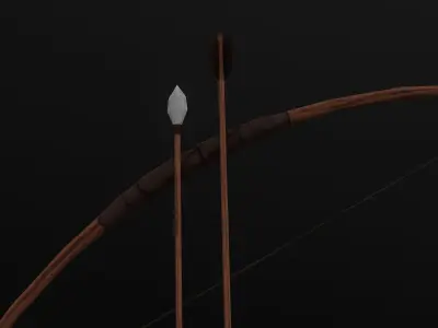 Primitive Wooden Bow Low-poly 3D model