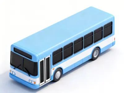 Stylized City Transit Bus 3D Model Low-poly 3D model