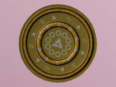 Gold Rune Coin PBR Low-poly 3D model