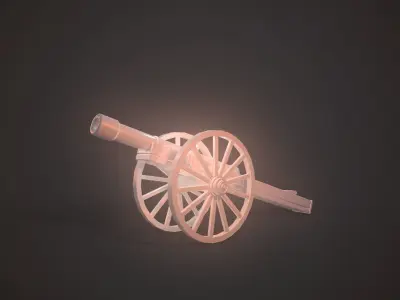 Stylized Medieval Cannon Low-poly 3D model purchase