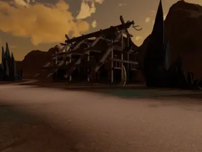 Desolate Settlement In Rugged Terrain 3D model