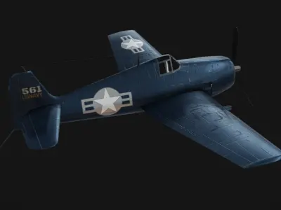 Grumman F6F Hellcat Low-poly 3D model