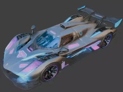 Stealth Black Formula Racing 3D Model V03 Low-poly 3D model