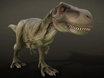 T Rex Dinosaur Rig and Animations Low-poly 3D model
