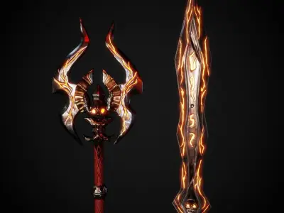 3D Stylized Sword - Stylized Axe GameReady Free low-poly 3D model