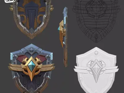 FREE Sword and Shield stylized Game asset Low poly AI texture Free low-poly 3D model