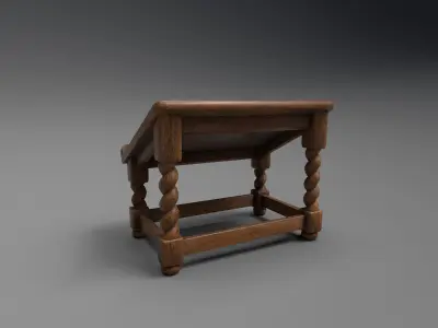 Old Carved Wood Lectern Book Holder Low-poly 3D model