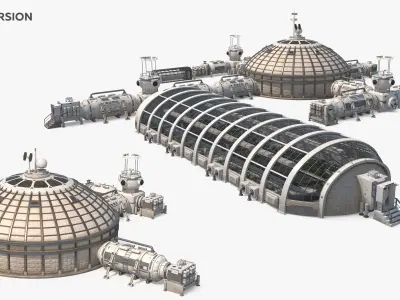 Space Colonization Base Greenhouse 01 Clean and Dirty 3D model