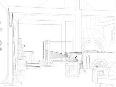 Medieval Armory and Smithy Building 3D model