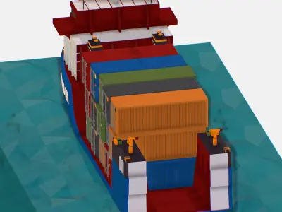 Heavy Lift Vessel Big Boat Low-poly 3D model