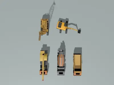 set of construction equipment 3D model