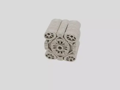 Fantasy Wooden Supply Wagon Wheel Stack for 3D print Low-poly 3D model