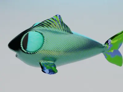Green Animated Fish Low-poly 3D model