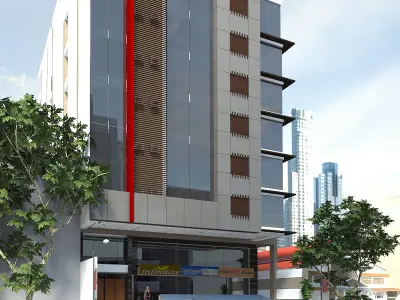 Commercial Hotel Low-poly 3D model