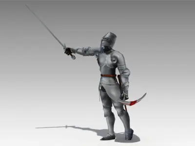 Crusader Animated Low-poly 3D model