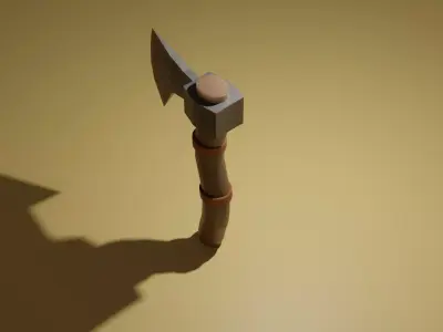 Simple Wood Axe Weapon low-poly game ready Low-poly 3D model