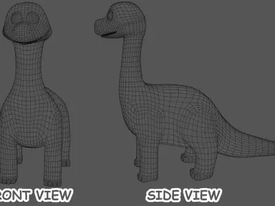 Cartoon Style Brachiosaurus Low-poly 3D model