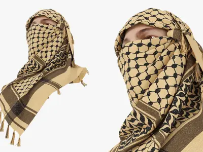 Magnivit Tactical Shemagh Wrapped on Head Beige 3D model
