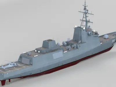FFGX Frigate with Helicopter 3D model
