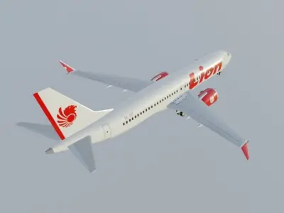 Lion Air Boeing 737 max 8 3D model with cockpit Low-poly 3D model
