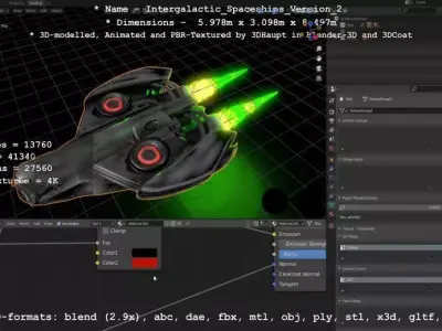 High quality spaceship game ready low poly Low-poly 3D model