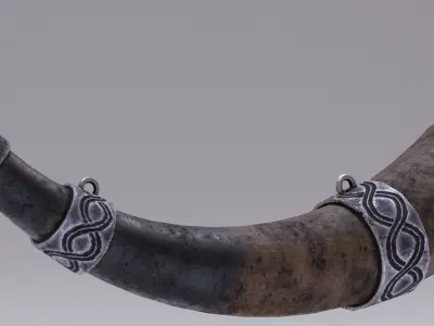 Viking Blowing Horn Low-poly 3D model