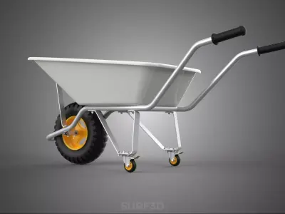 PUSH DUMP CART WHEELS BARROW TROLLEY SWIVEL CASTER WHEELBARROWS 3D model