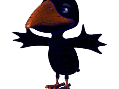 Crow cartoon Low-poly 3D model