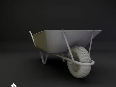 Rusty wheelbarrow Low-poly 3D model