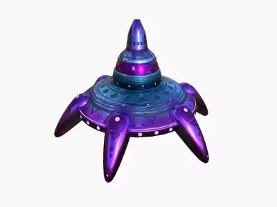 Alien Spaceship UFO G04 Purple Blue - Sci Fi Spacecraft Design Low-poly 3D model