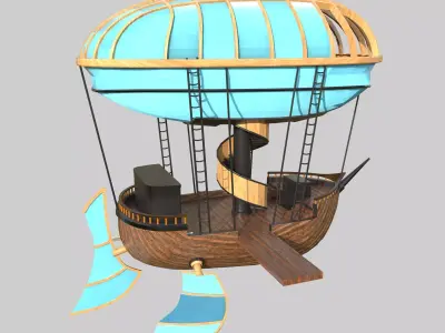 Stylized Airship Low-poly 3D model purchase