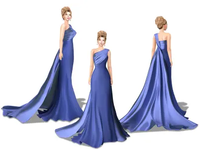 Royal Blue Dress Low-poly 3D model