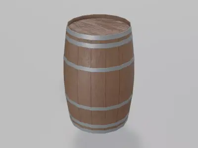Heavy Toasted Lowpoly Firkin Barrel Low-poly 3D model