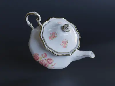 Porcelain Teapot Low-poly 3D model