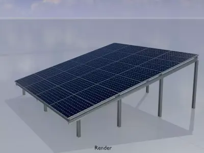 Solar module version 4 width 7000mm tilt angle 15 degrees Low-poly 3D model