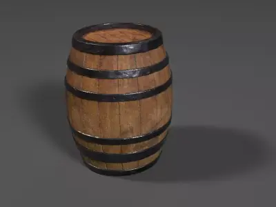 Low-poly Wooden Barrel Low-poly 3D model