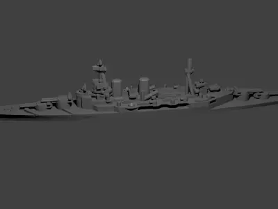 British Battlecruiser HMS Hood Warship 3D print model