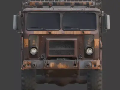 Rusted Apocalypse Industrial Rescue Truck 3D Model Low-poly 3D model
