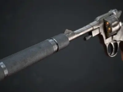PBR Russian Nagant M1895 Revolver Low-poly 3D model