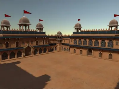 Castle temple Low-poly 3D model