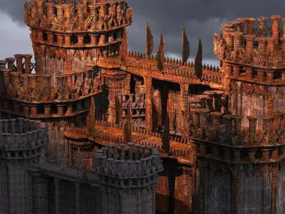 Fantasy King Henry Fortress walls  3D model