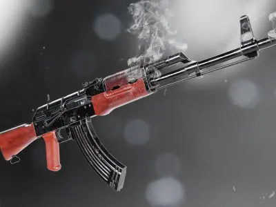 AKM USED Free low-poly 3D model