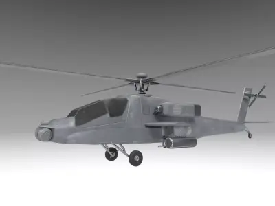 Military AH64 Apache Helicopter Low-poly 3D model
