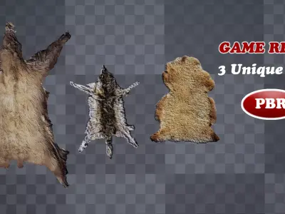 Low Poly Animal Pelts Low-poly 3D model