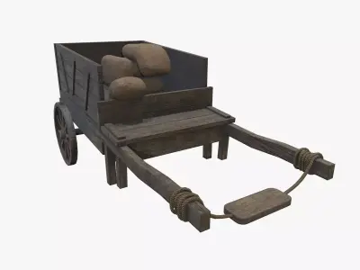 Medieval Carriage V19 Low-poly 3D model